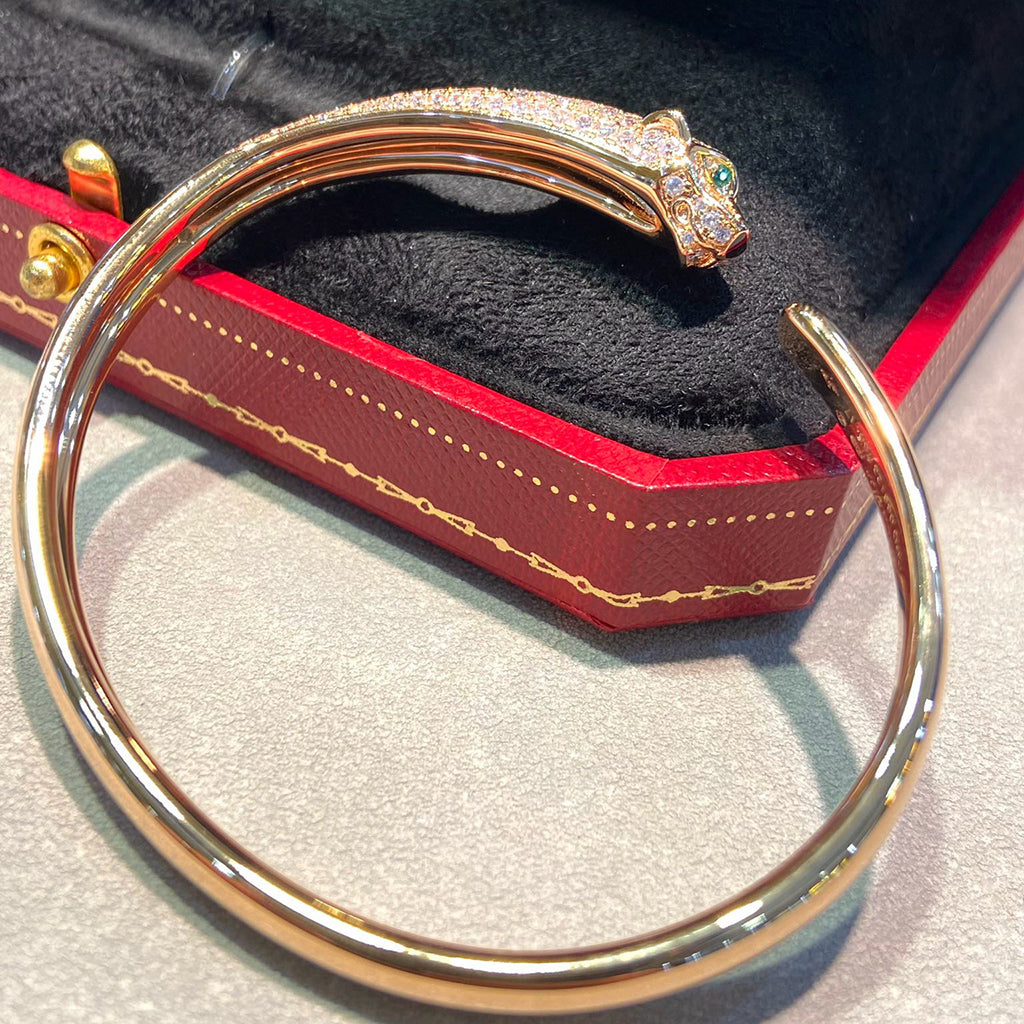 [Lumi Jewelery]PANTHERE HALF DIAMOND OPEN BRACELET