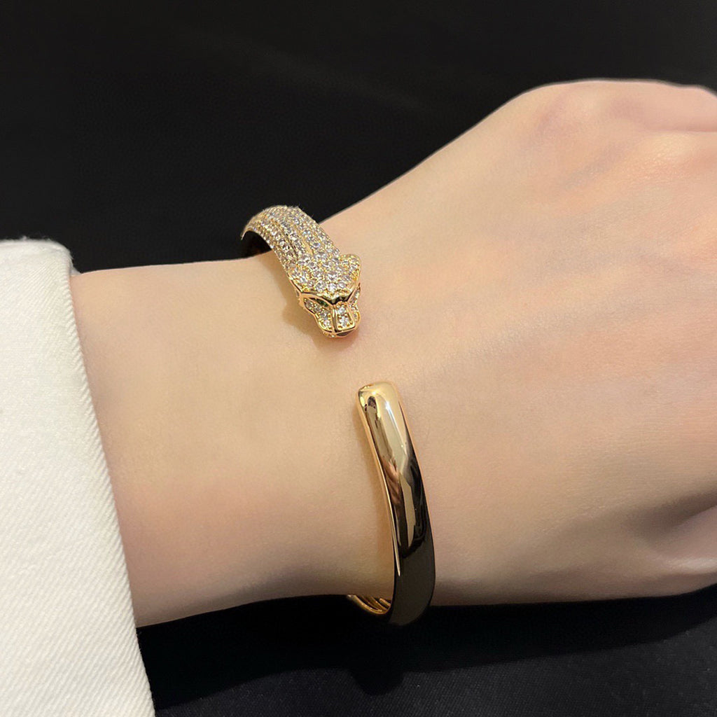 [Lumi Jewelery]PANTHERE HALF DIAMOND OPEN BRACELET