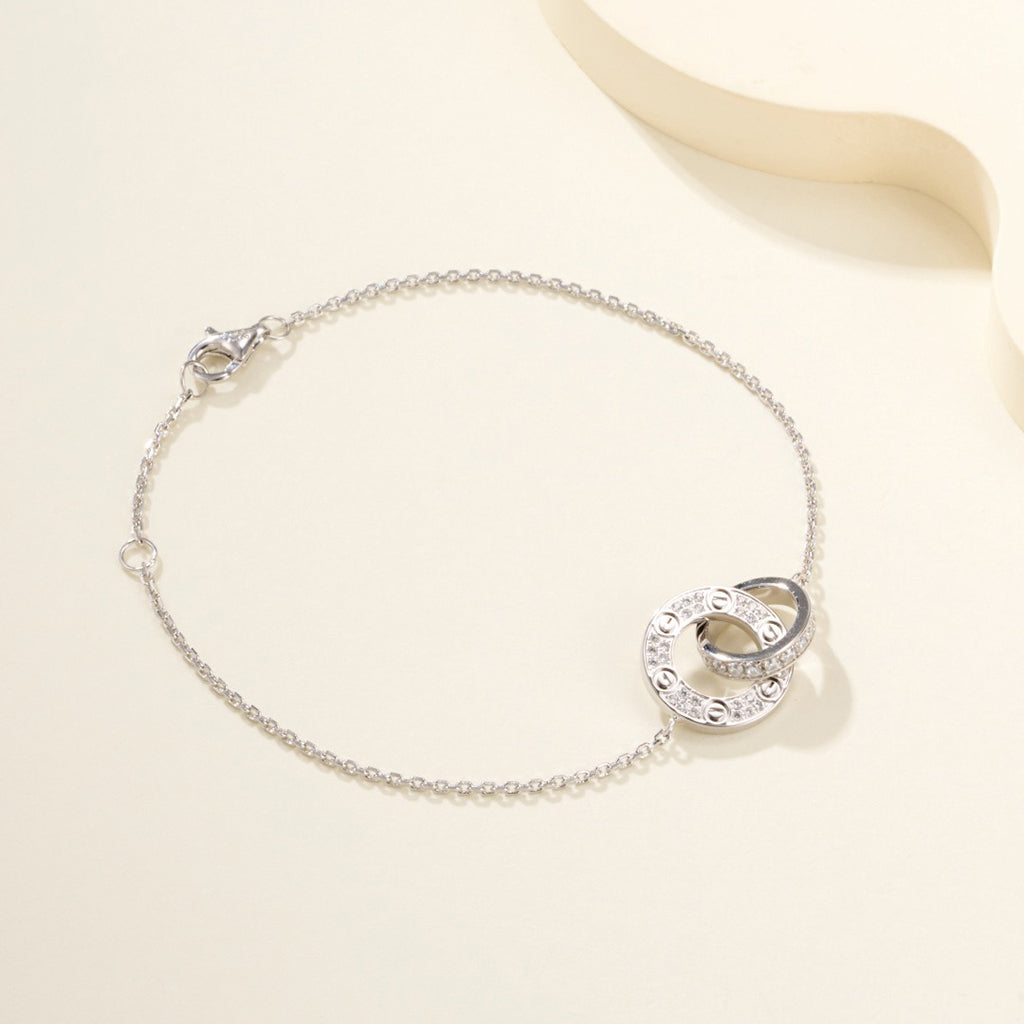 [Lumi Jewelery]LOVE DOUBLE RING FULL DIAMOND BRACELET