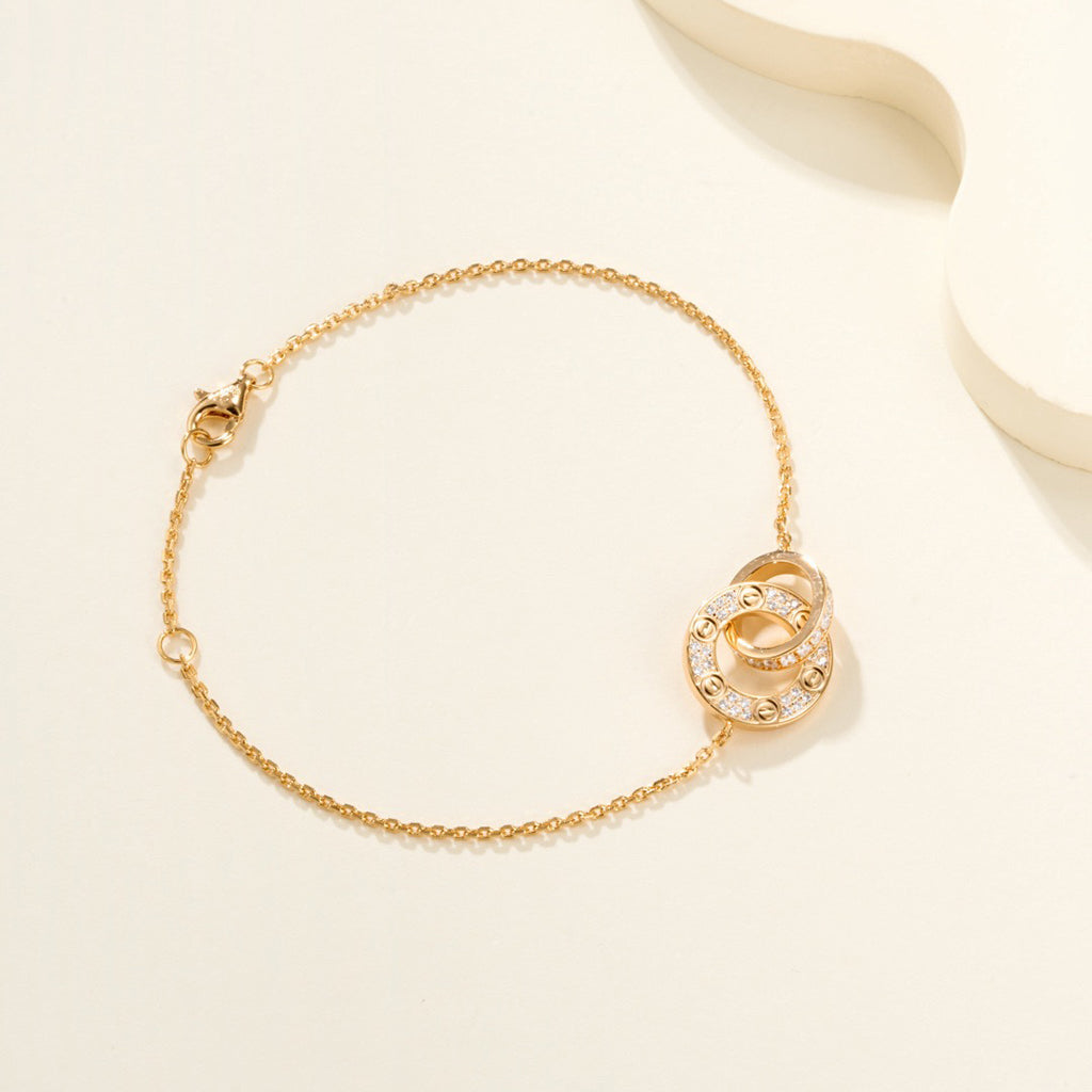 [Lumi Jewelery]LOVE DOUBLE RING FULL DIAMOND BRACELET