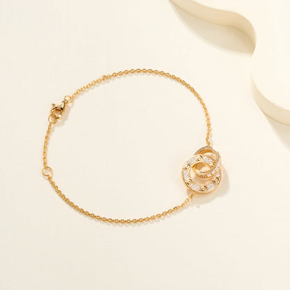 [Lumi Jewelery]LOVE DOUBLE RING FULL DIAMOND BRACELET