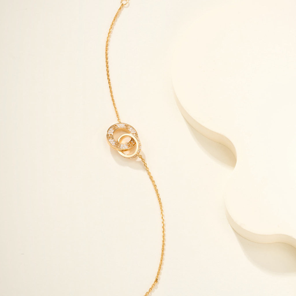 [Lumi Jewelery]LOVE DOUBLE RING FULL DIAMOND BRACELET