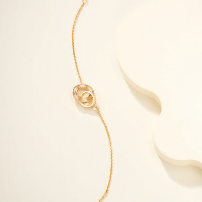 [Lumi Jewelery]LOVE DOUBLE RING FULL DIAMOND BRACELET