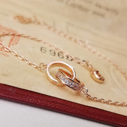 [Lumi Jewelery]LOVE DOUBLE RING HALF DIAMOND BRACELET