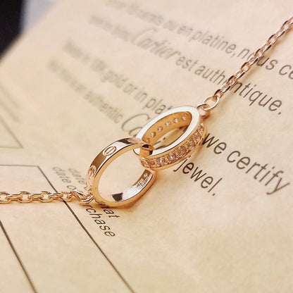 [Lumi Jewelery]LOVE DOUBLE RING HALF DIAMOND BRACELET