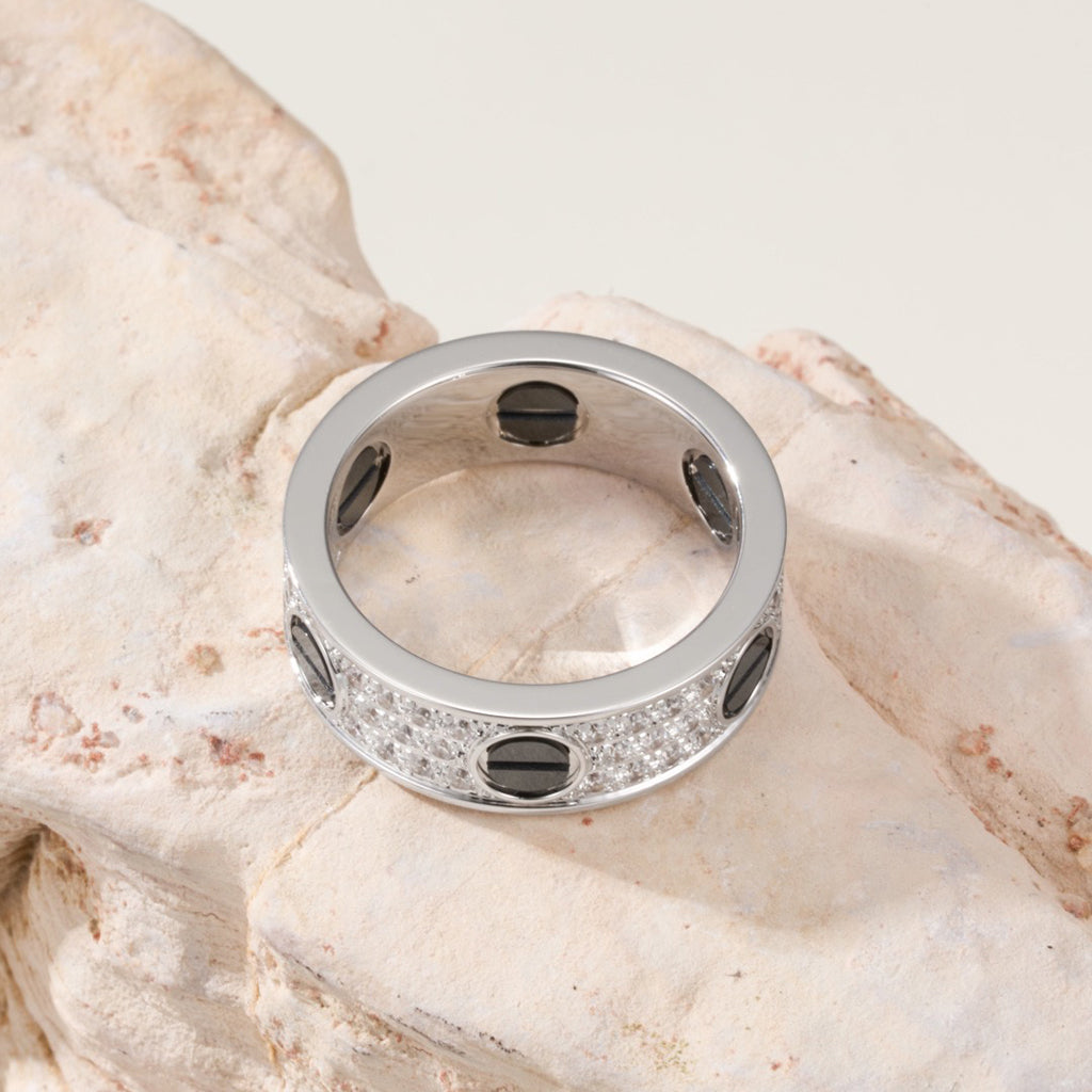 [Lumi Jewelery]LOVE RING 5.5MM DIAMONDS PAVED CERAMIC