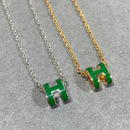 [Lumi Jewellery]POP H GREEN NECKLACE SILVER AND GOLD