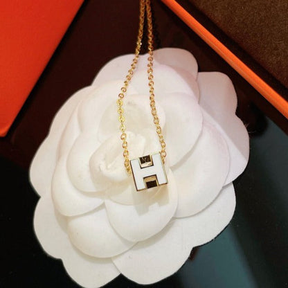 [Lumi Jewellery]H WHITE SQUARE GOLD NECKLACE