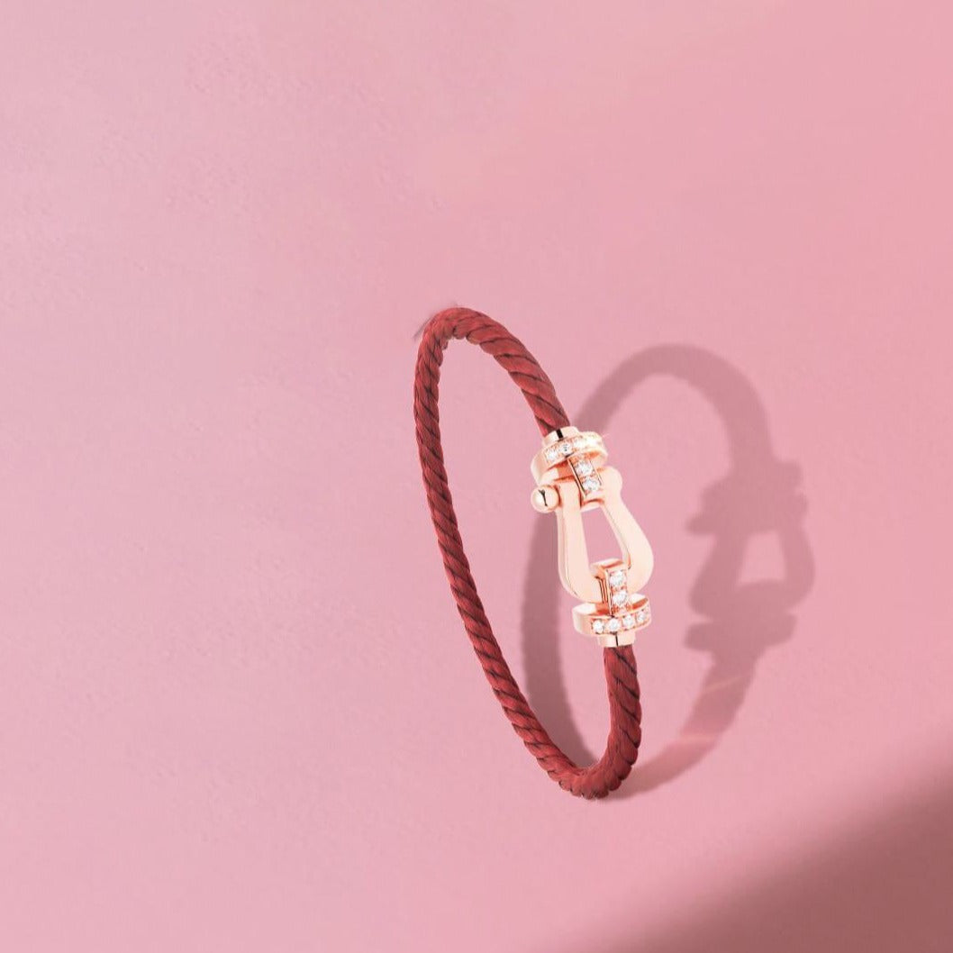 [Lumi Jewellery]FORCE 10 HALF DIAMOND PINK GOLD RED CORDERI LARGE AND MEDIUM MODEL