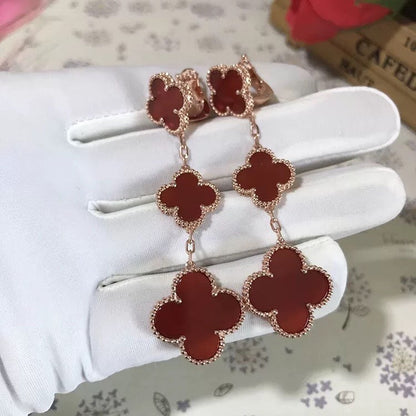 [Lumi Jewellery]CLOVER 3 MOTIF CARNELIAN DROP EARRINGS