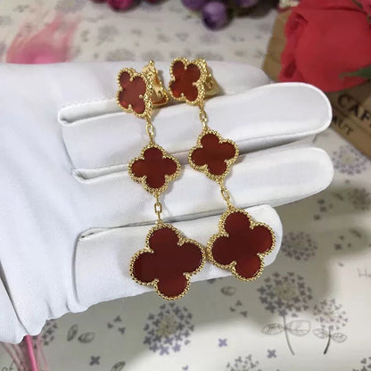 [Lumi Jewellery]CLOVER 3 MOTIF CARNELIAN DROP EARRINGS
