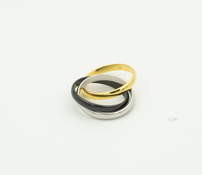 [Lumi Jewellery]TRINITY RING BLACK GOLD SILVER