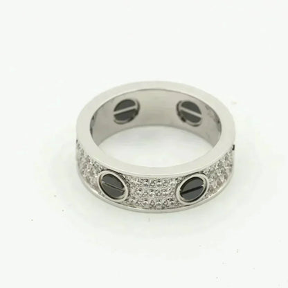 [Lumi Jewellery]LOVE RING 5.5MM DIAMONDS PAVED CERAMIC