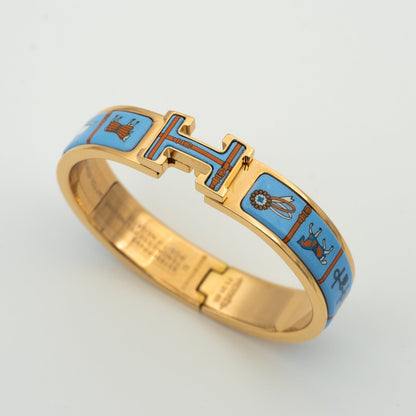 [Lumi Jewellery]H PINK GOLD BRACELET BLUE CERAMIC