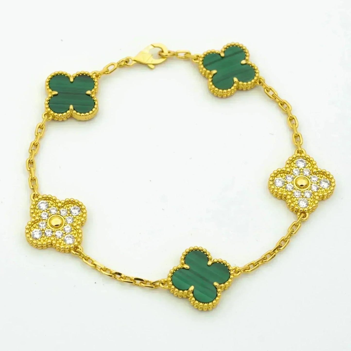 [Lumi Jewellery] CLOVER 5 MOTIF MALACHITE BRACELET COLLECTION