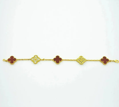 [Lumi Jewellery] CLOVER 5 MOTIF RED CORNELIAN BRACELET COLLECTION