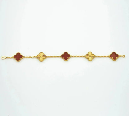 [Lumi Jewellery] CLOVER 5 MOTIF RED CORNELIAN BRACELET COLLECTION