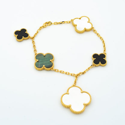 [Lumi Jewellery]CLOVER BRACELET 5 MOTIFS ONYX MOP