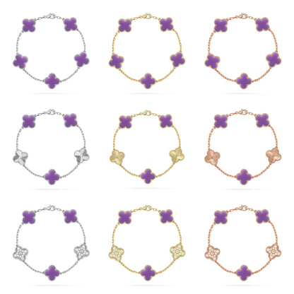 [Lumi Jewellery] CLOVER 5 MOTIF VIOLET BRACELET COLLECTION