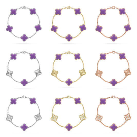 [Lumi Jewellery] CLOVER 5 MOTIF VIOLET BRACELET COLLECTION