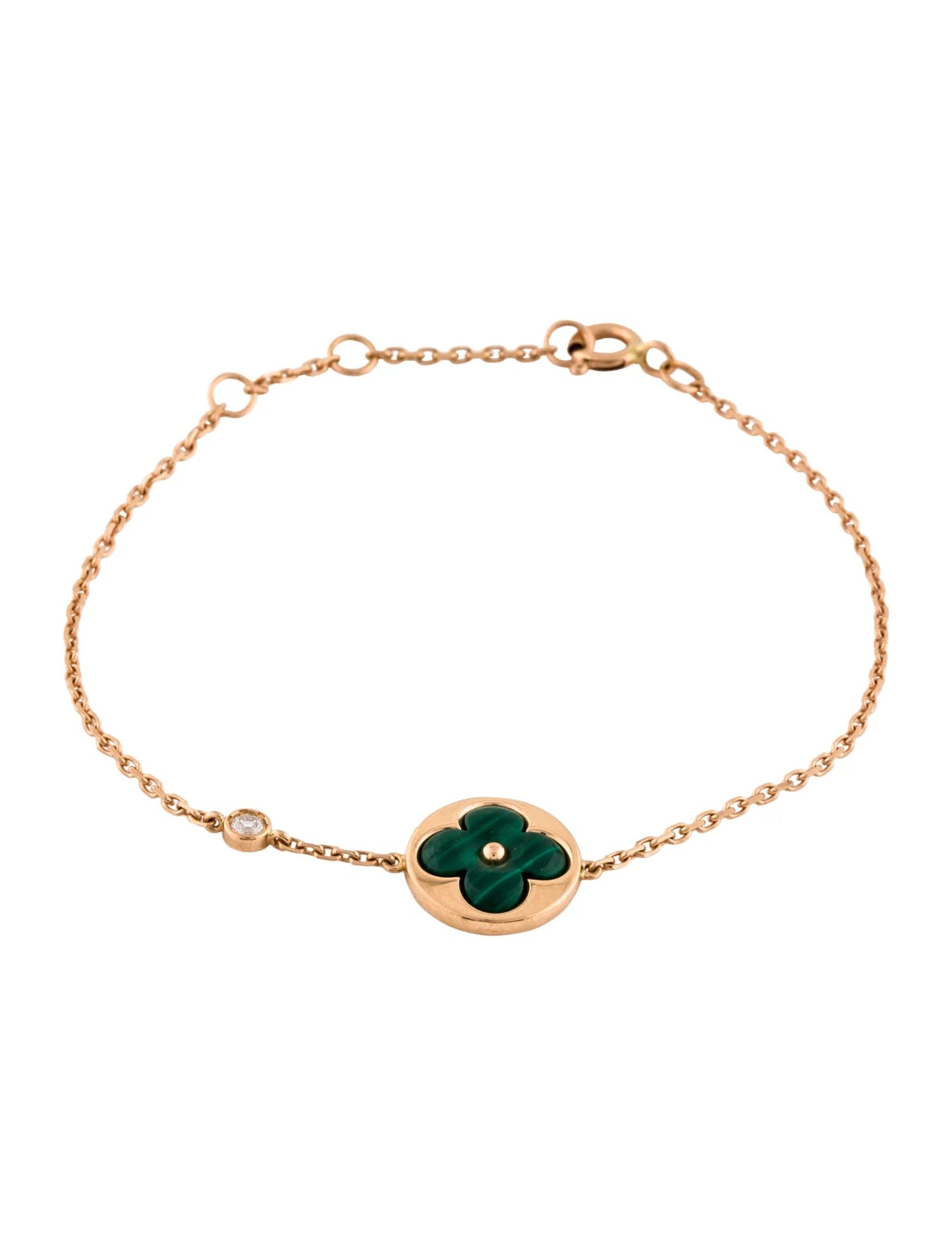 [Lumi Jewellery]SUN MALACHITE 1 DIAMOND PINK GOLD BRACELET