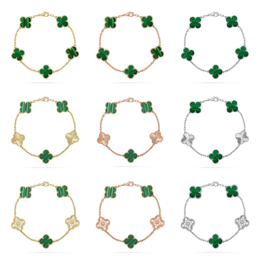 [Lumi Jewellery] CLOVER 5 MOTIF MALACHITE BRACELET COLLECTION