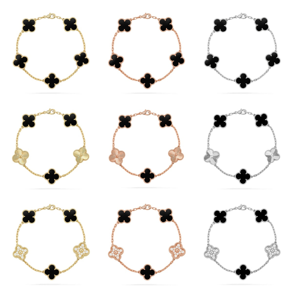 [Lumi Jewellery] CLOVER 5 MOTIF ONYXS BRACELET COLLECTION