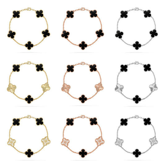 [Lumi Jewellery] CLOVER 5 MOTIF ONYXS BRACELET COLLECTION