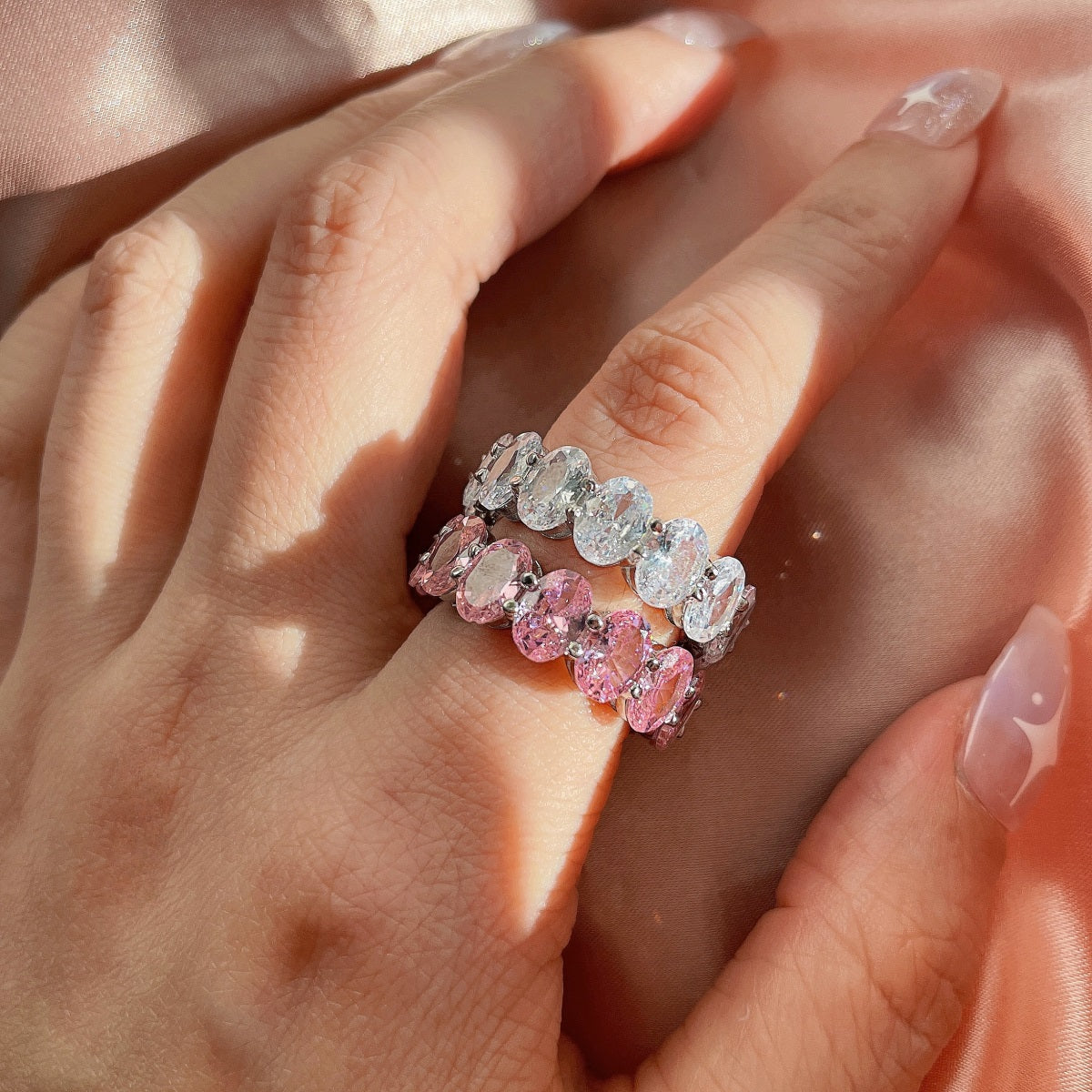 [Lumi Jewellery]Dainty Elongated Cushion Cut Tennis Ring