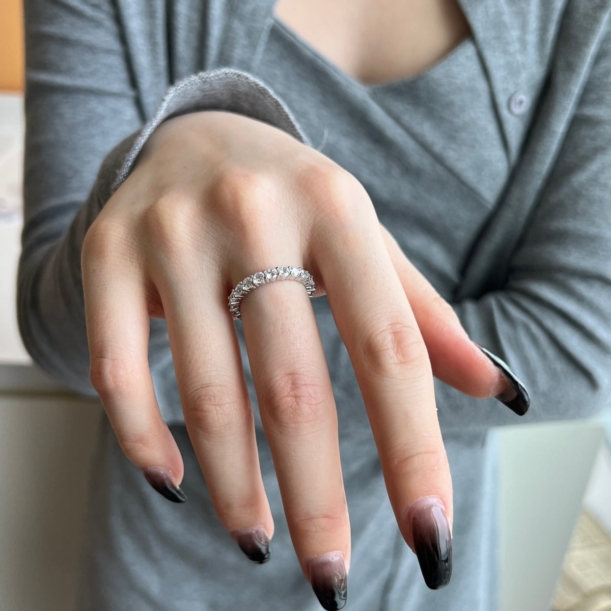 [Lumi Jewellery]Sparkling Round Cut Tennis Ring