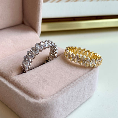 [Lumi Jewellery]Ornate Oval Cut Tennis Ring