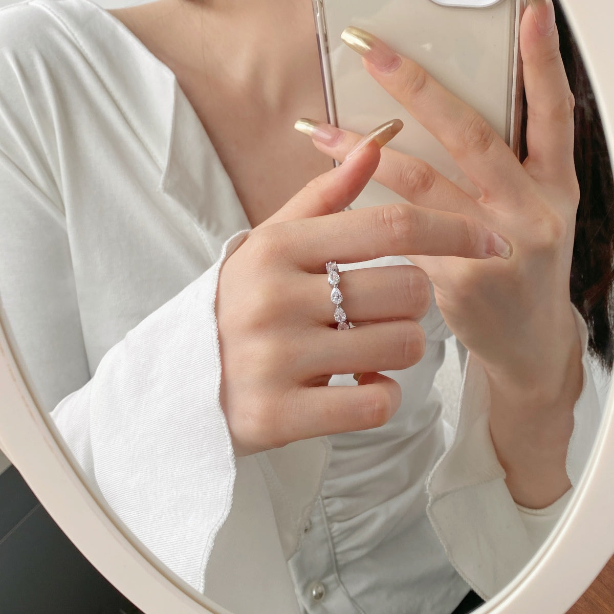 [Lumi Jewellery]Exquisite Pear Cut Tennis Ring