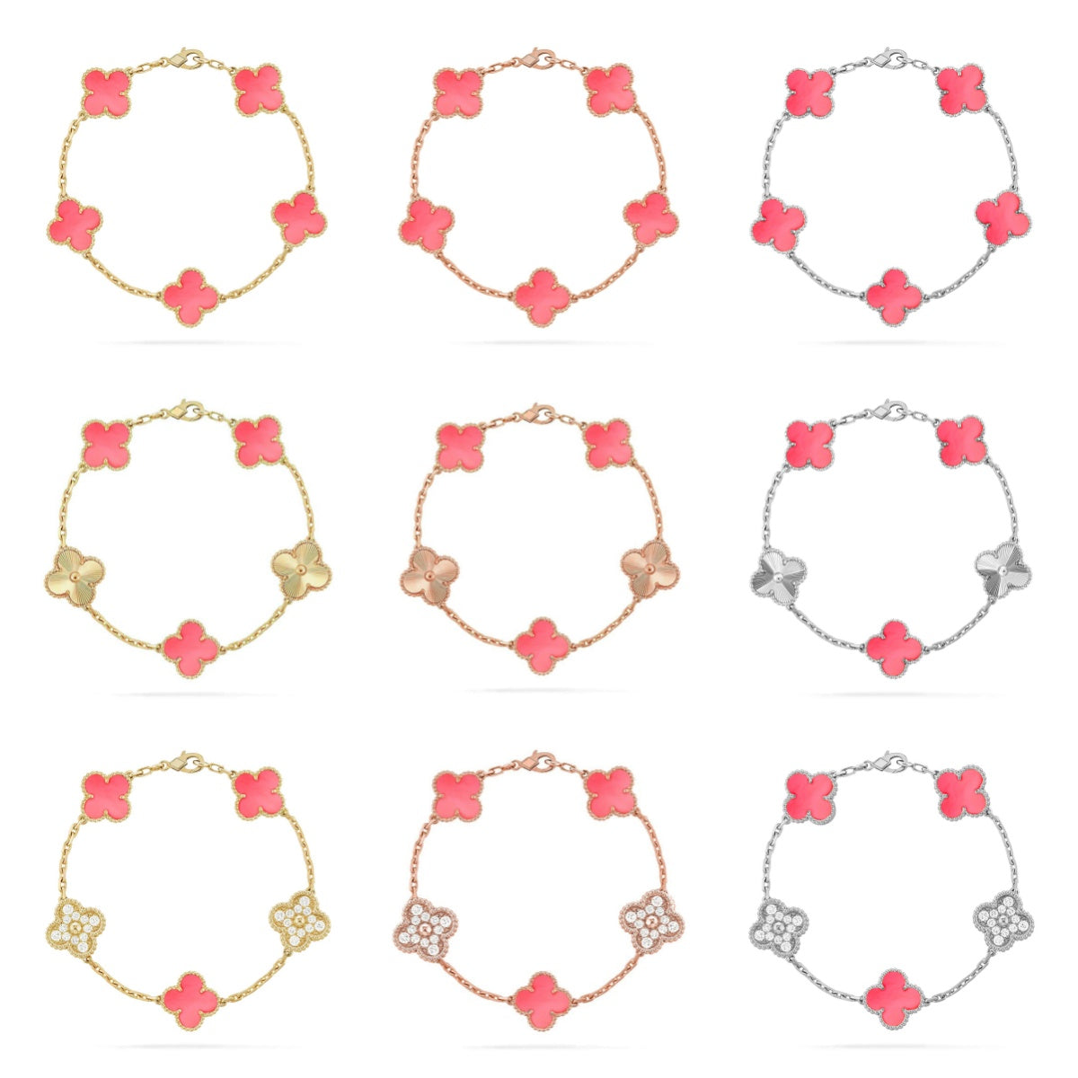 [Lumi Jewellery] CLOVER 5 MOTIFS  PINK MOP BRACELET COLLECTION