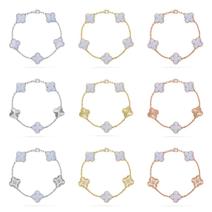 [Lumi Jewellery] CLOVER 5 MOTIF PURPLE CHALCEDONY BRACELET COLLECTION
