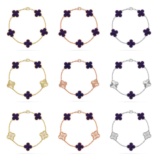 [Lumi Jewellery]CLOVER 5 MOTIF PURPLE STRIPES BRACELET COLLECTION