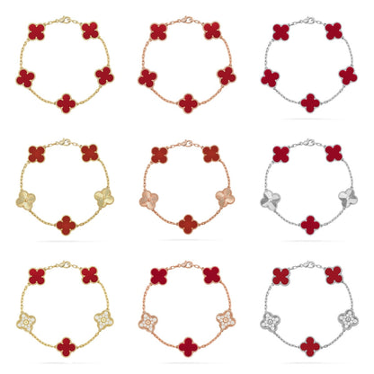 [Lumi Jewellery] CLOVER 5 MOTIF RED CORNELIAN BRACELET COLLECTION