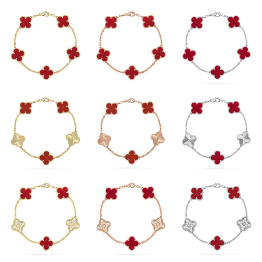 [Lumi Jewellery] CLOVER 5 MOTIF RED CORNELIAN BRACELET COLLECTION