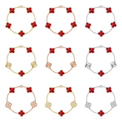 [Lumi Jewellery]CLOVER 5 MOTIF RED PATTERN BRACELET COLLECTION