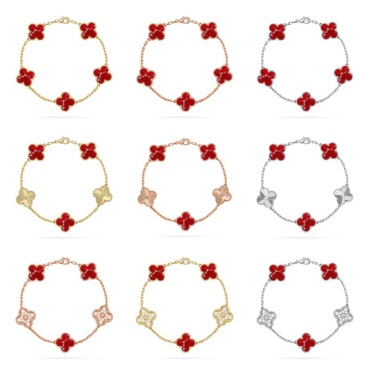 [Lumi Jewellery]CLOVER 5 MOTIF RED PATTERN BRACELET COLLECTION
