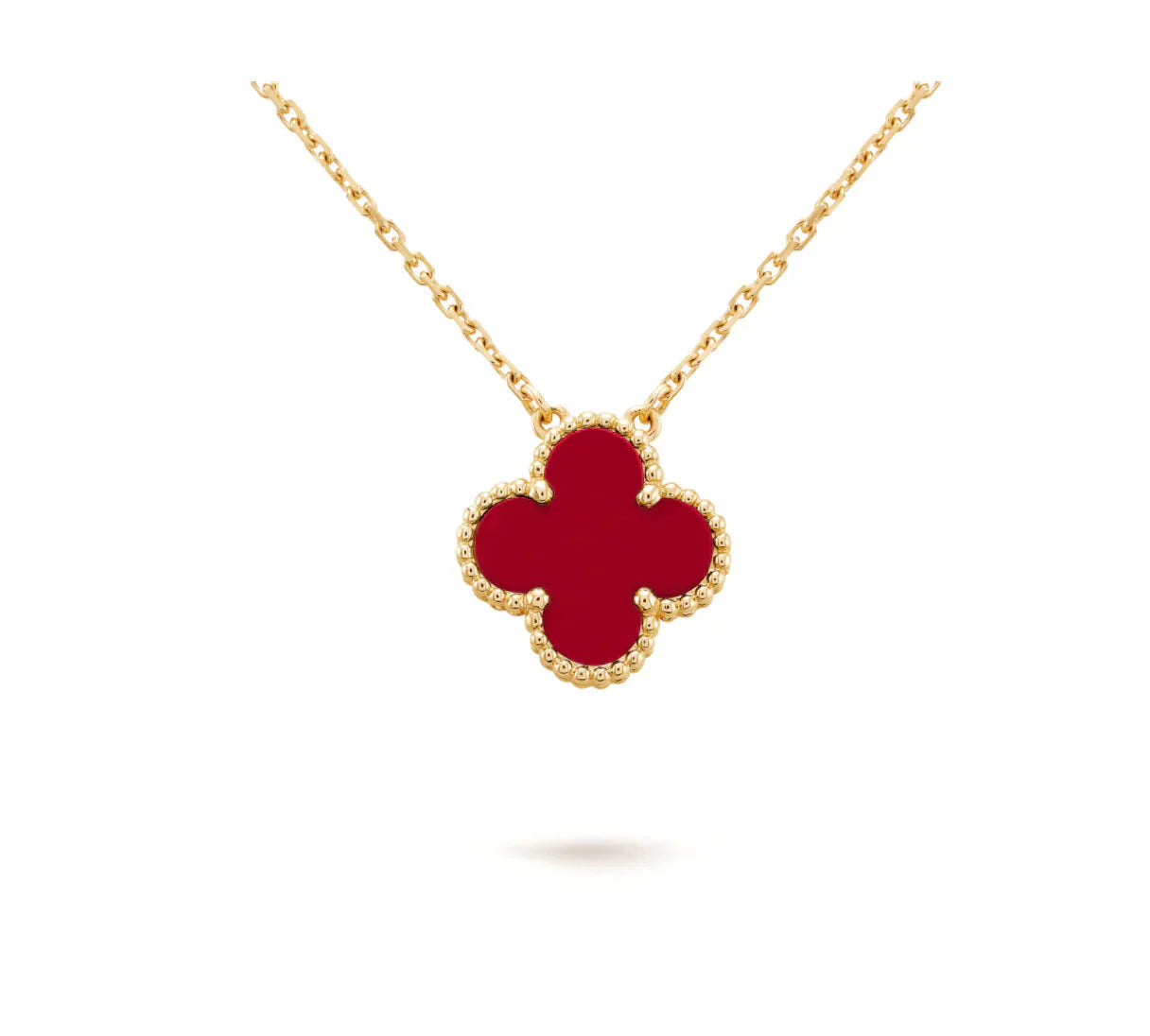 [Lumi Jewellery]CLOVER 15MM CARNELIAN SINGLE FLOWER NECKLACE