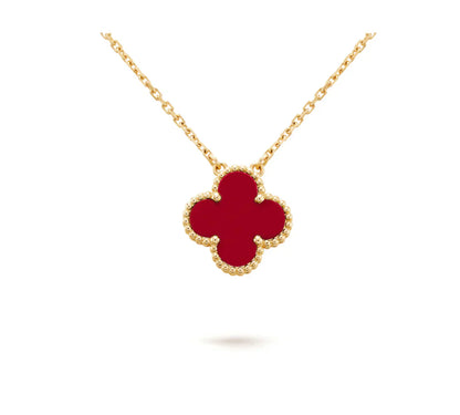 [Lumi Jewellery]CLOVER 15MM CARNELIAN SINGLE FLOWER NECKLACE