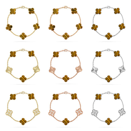 [Lumi Jewellery] CLOVER 5 MOTIFS TIGER EYE BRACELET COLLECTION