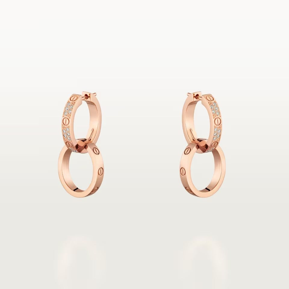 [Lumi Jewelery]LOVE 3.3MM DANGLE HALF DIAMOND EARRINGS