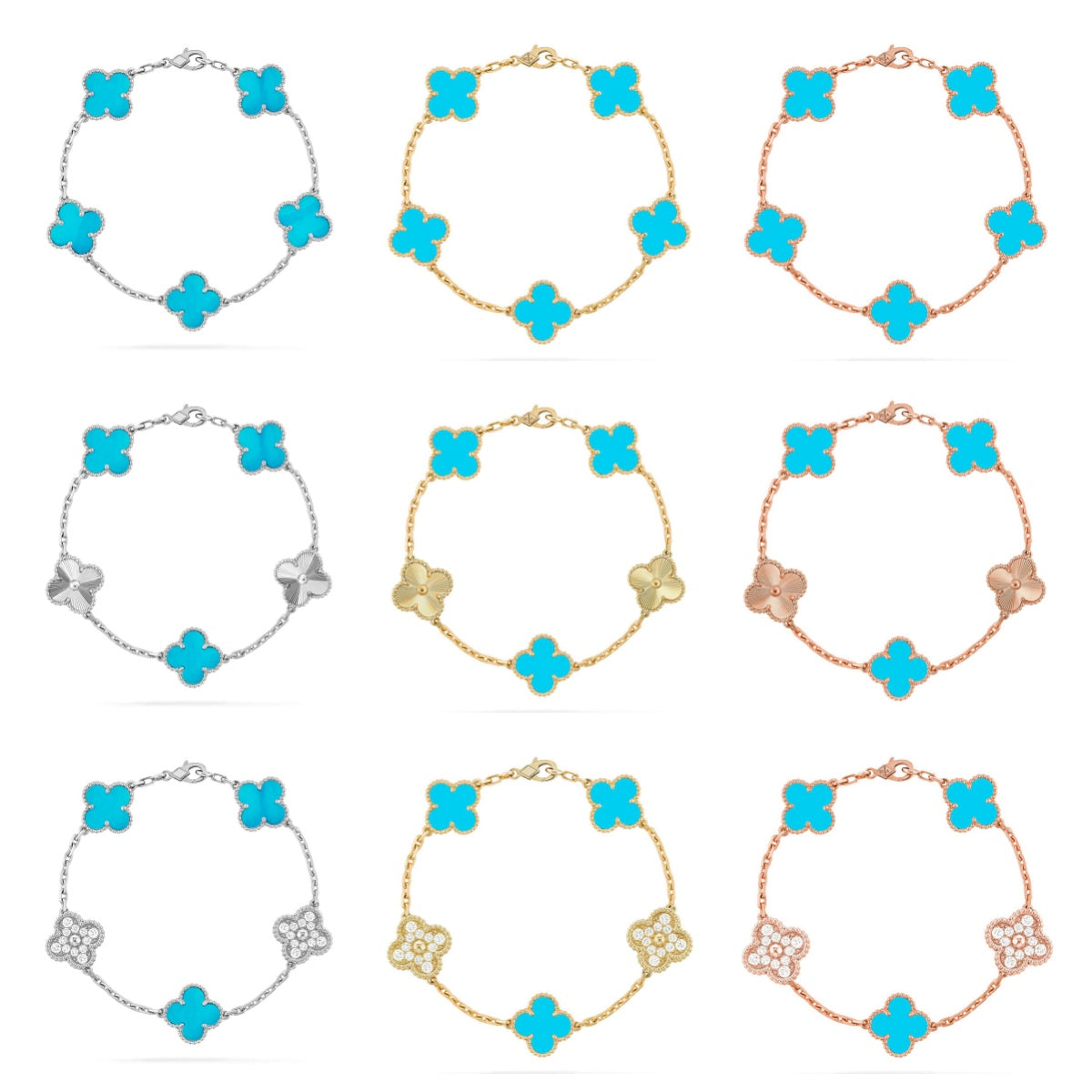 [Lumi Jewellery] CLOVER 5 MOTIF TURQUOISE BRACELET COLLECTION