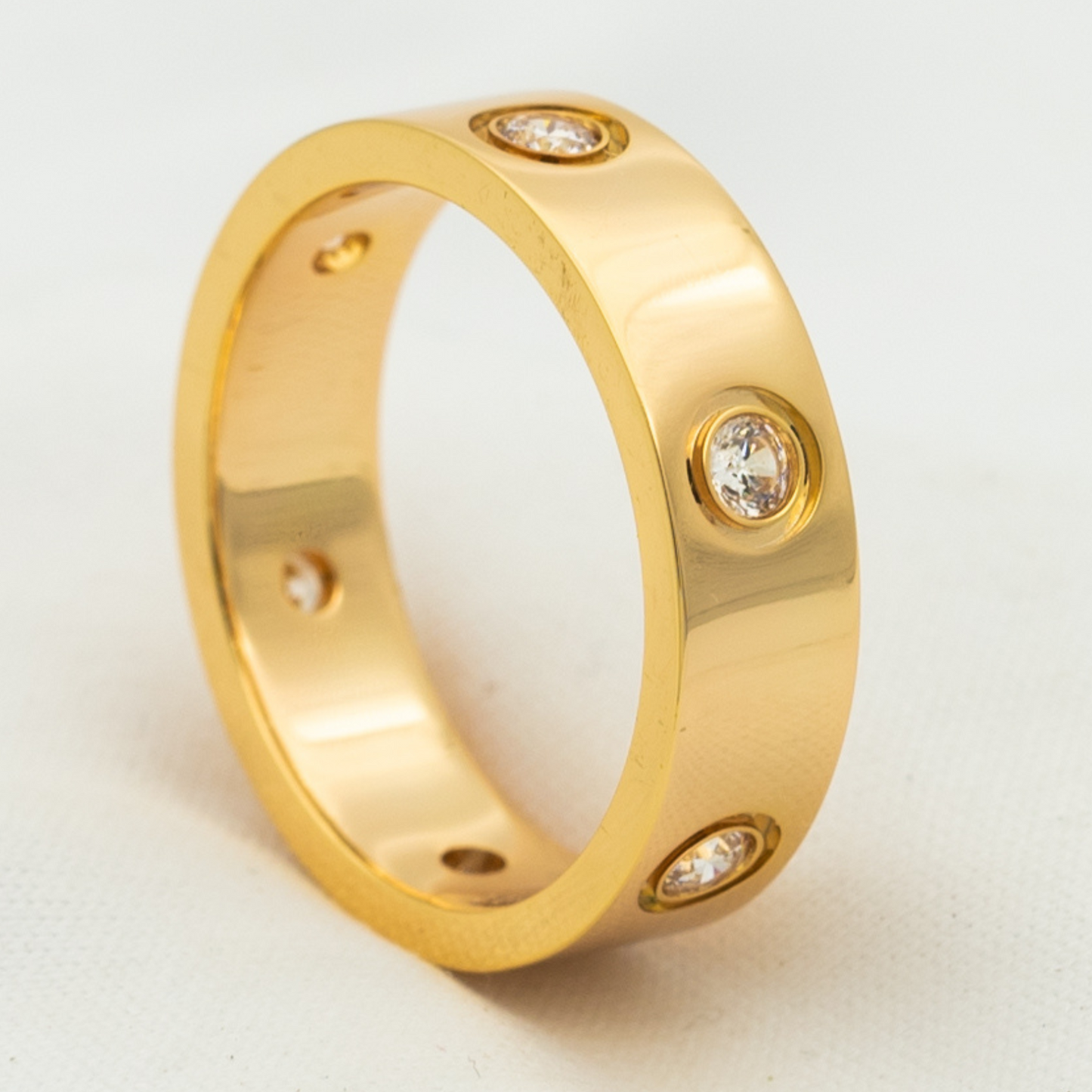 [Lumi Jewellery]LOVE RING 5.5MM 6 DIAMONDS PINK GOLD