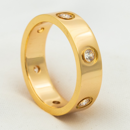 [Lumi Jewellery]LOVE RING 5.5MM 6 DIAMONDS PINK GOLD