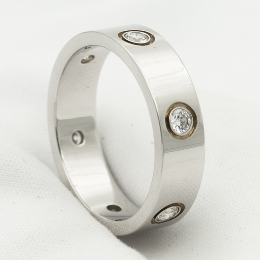[Lumi Jewellery]LOVE RING 5.5MM 6 DIAMONDS SILVER