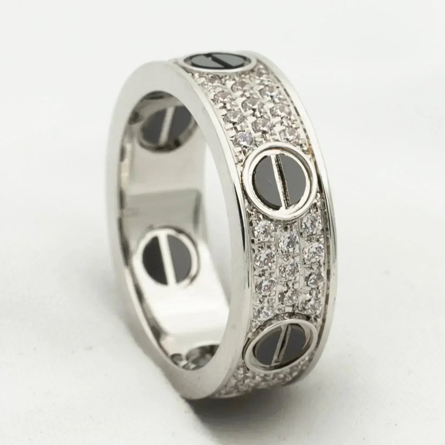 [Lumi Jewellery]LOVE RING 5.5MM DIAMONDS PAVED CERAMIC