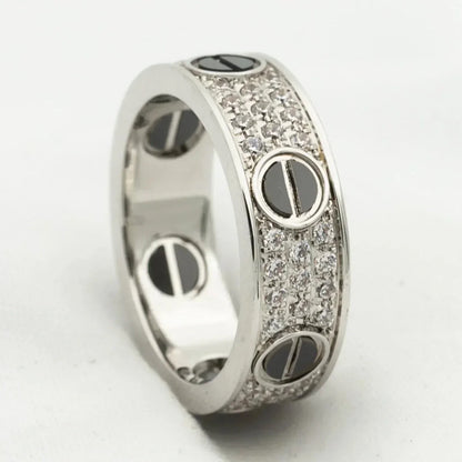 [Lumi Jewellery]LOVE RING 5.5MM DIAMONDS PAVED CERAMIC