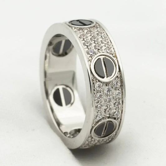 [Lumi Jewellery]LOVE RING 5.5MM DIAMONDS PAVED CERAMIC